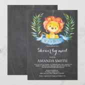 黒板の少年ライオン　ベイビーシャワーの郵送招待状 招待状 (正面/裏面)