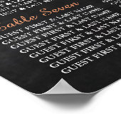 黒板の座席表のタンデム結婚自転車 ポスター (角)