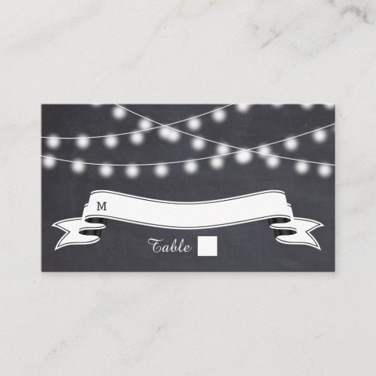 黒板の座席表の結婚光の列 プレイスカード (正面)