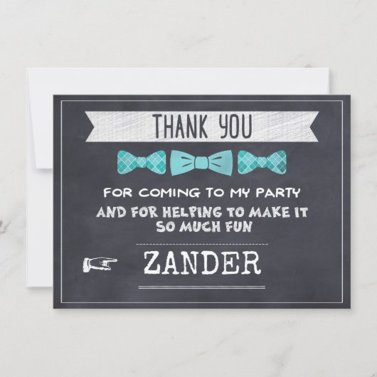 黒板の弓、小さい人のサンキューカード サンキューカード (正面)