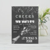 黒板の新年のシャンパン招待状 招待状 (スタンド正面)
