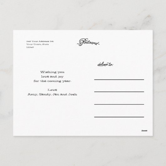 黒板の明けましておめでとうの休日の写真の郵便はがき シーズンポストカード (裏面)