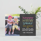 黒板の明けましておめでとう2016休日の写真カード シーズンカード (スタンド正面)