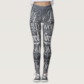 黒板の書道のクリスマスの宗教チョーク レギンス (正面)