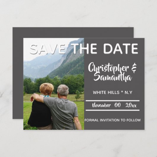 黒板の最小限の誓い結婚の更新 案内ポストカード (正面/裏面)