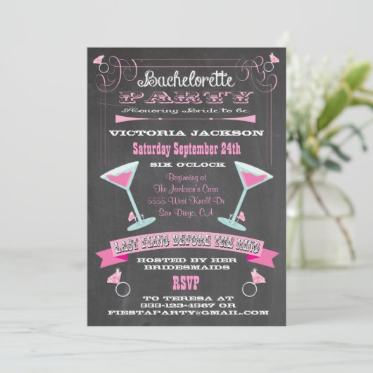 黒板の最後の投げリングや輪招待状 招待状 (スタンド正面)