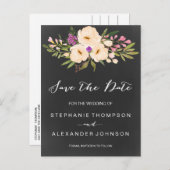 黒板の水の色アネモネ日付を保存 案内ポストカード (正面/裏面)