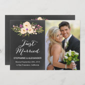 黒板の水の色アネモン結婚の発表 招待状 (正面/裏面)