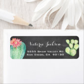 黒板の水彩画のサボテンの住所シール ラベル (インサイチュ)