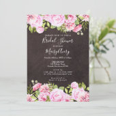 黒板の水彩花イラスト ブライダルシャワー 招待状 (スタンド正面)