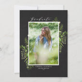 黒板の水彩葉写真卒業 案内状 (正面)