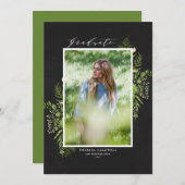 黒板の水彩葉写真卒業 案内状 (正面/裏面)