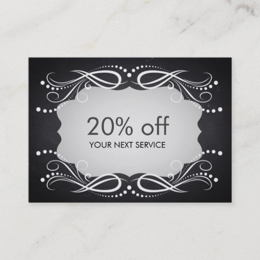 黒板の渦巻のクーポンカードバウチァの割引 割引カード (正面)