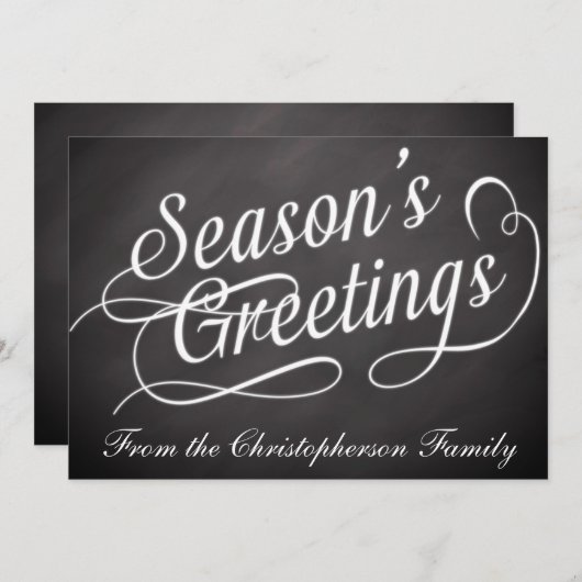 黒板の渦巻の季節の挨拶の平らなカード シーズンカード (正面/裏面)