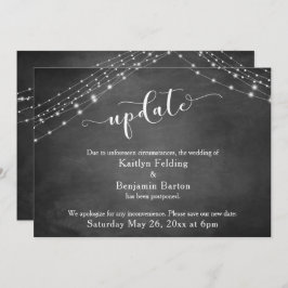 黒板の照明アップデートスクリプト延期された結婚式 招待状