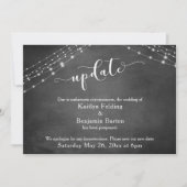 黒板の照明 アップデート スクリプト 延期された結婚式 招待状 (正面)