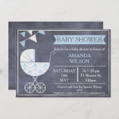 黒板の男の子の手押車のベビーシャワーの招待状 招待状 (正面/裏面)