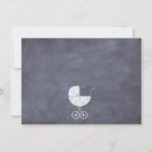 黒板の男の子の手押車のベビーシャワーの招待状 招待状 (裏面)