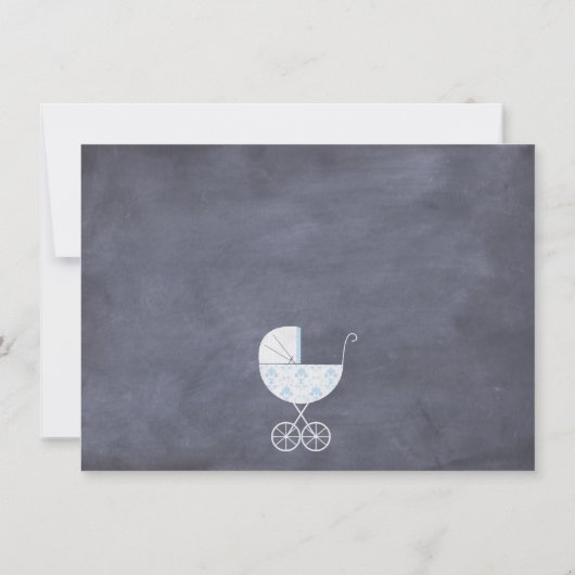 黒板の男の子の手押車のベビーシャワーの招待状 招待状 (裏面)