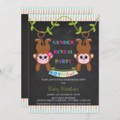 黒板の男の子または女の子の猿ジェンダーを明らかにするパーティー 招待状 (正面/裏面)