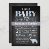 黒板の男の赤ちゃんのシェブロンの招待状 招待状 (正面/裏面)