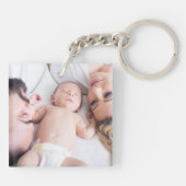 黒板の男の赤ちゃんの誕生の発表の写真 キーホルダー (裏面)