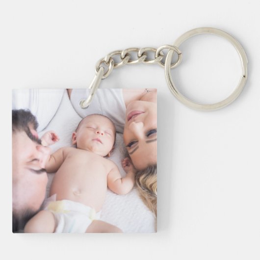 黒板の男の赤ちゃんの誕生の発表の写真 キーホルダー (裏面)