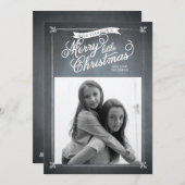 黒板の白いヤドリギの休日の写真カード シーズンカード (正面/裏面)