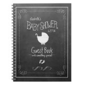 黒板の白いヴィンテージのベビーシャワーのゲストブック ノートブック (正面)