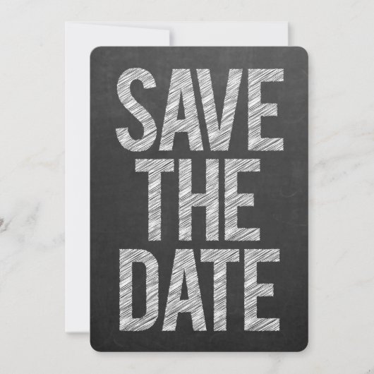黒板の白い文字で「Save the Date」タイポグラフィ セーブザデート (正面)