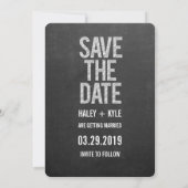 黒板の白い文字でSave the Date タイポグラフィ セーブザデート (裏面)