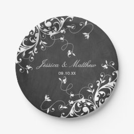 黒板の白い渦巻き旋回 ペーパープレート