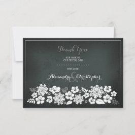 黒板の白い花のヴィンテージは感謝していしています サンキューカード