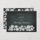 黒板の白い花のヴィンテージは感謝していしています サンキューカード (正面/裏面)