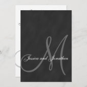 黒板の白黒結婚式招待状 招待状 (正面/裏面)