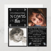 黒板の第50誕生日の正方形の写真の招待状 招待状 (正面/裏面)