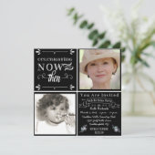 黒板の第70誕生日の正方形の写真の招待状 招待状 (スタンド正面)