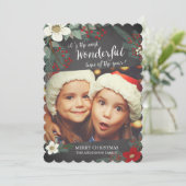 黒板の素敵なクリスマスの花の写真カード シーズンカード (スタンド正面)