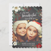 黒板の素敵なクリスマスの花の写真カード シーズンカード (正面)