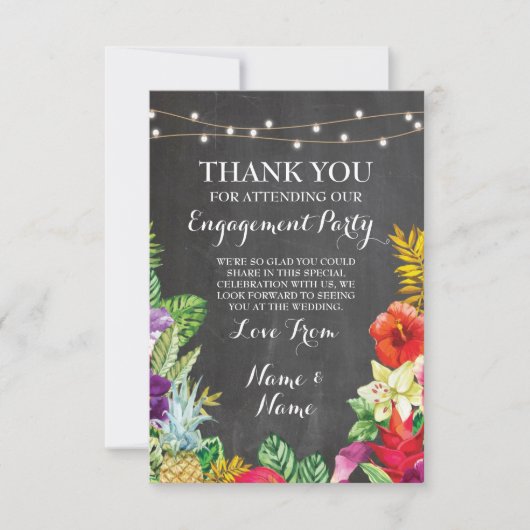 黒板の素朴なアロハTikiカードありがとう 招待状 (正面)