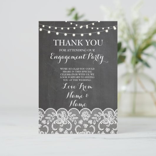 黒板の素朴な冬の黒板のレースありがとう サンキューカード (スタンド正面)