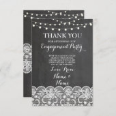 黒板の素朴な冬の黒板のレースありがとう サンキューカード (正面/裏面)