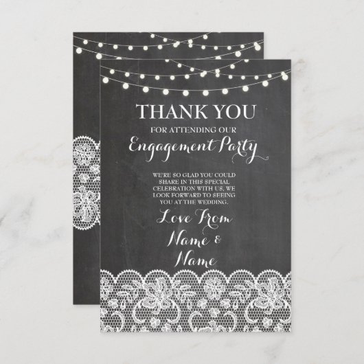 黒板の素朴な冬の黒板のレースありがとう サンキューカード (正面/裏面)