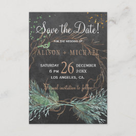 黒板の素朴な冬救リースの日結婚付 セーブザデート