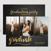 黒板の素朴な卒業スクリプト | コラージュ写真 招待状 (正面/裏面)