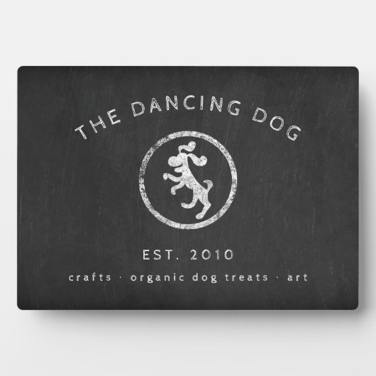 黒板の素朴な犬のロゴ フォトプラーク (正面)