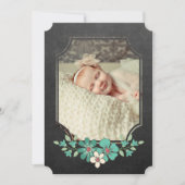 黒板の素朴な花のタイポグラフィの一口Nは見ます 招待状 (正面)