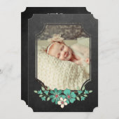 黒板の素朴な花のタイポグラフィの一口Nは見ます 招待状 (正面/裏面)