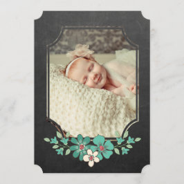 黒板の素朴な花のタイポグラフィの一口Nは見ます 招待状