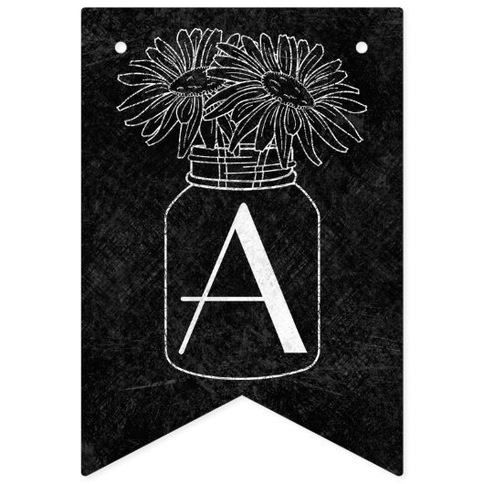 黒板の結婚式のデイジーのメーソンジャー バンティングフラッグ (第1の旗)